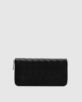 Bottega Veneta Черный кожаный кошелек с плетением 814838VCPQ4