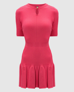 Balmain Рожева сукня міні в рубчик DF1R7092KG36