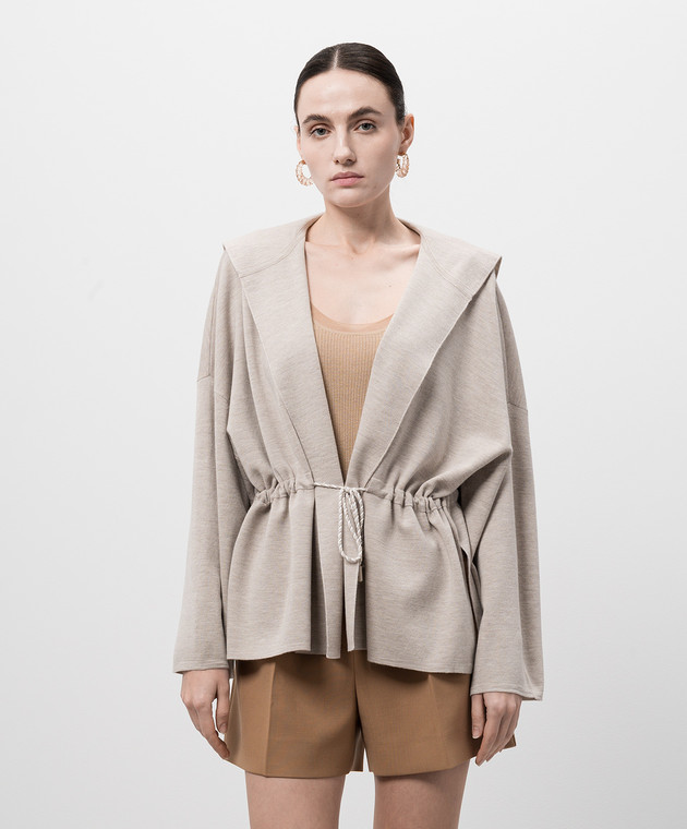Max Mara Бежевый кардиган ETNA на запах из шерсти ETNA изображение 3