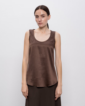 Brunello Cucinelli Коричневый топ из шелка M0C59E0600