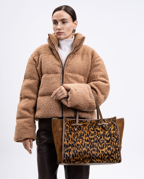 Gianni Chiarini Коричнева замшева сумка-тоут MARCELLA в анімалістичний принт BS12120LYNX