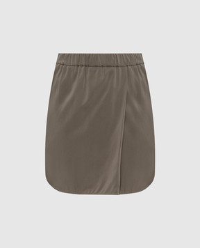 Brunello Cucinelli Юбка цвета хаки из шелка M0F51G2234