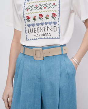 Max Mara Weekend Бежевий шкіряний ремінь BRIO з емблемою логотипа BRIO