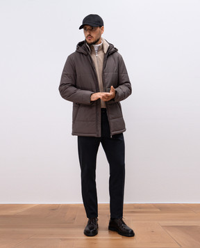 Cashmere&Whiskey Серая стеганная куртка с гравировкой монограммы логотипа. CWSS24004