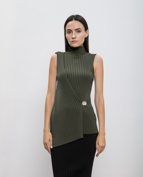 Jil Sander Зелений топ з металевою брошкою з гравіюванням логотипа J02NC0222J18313