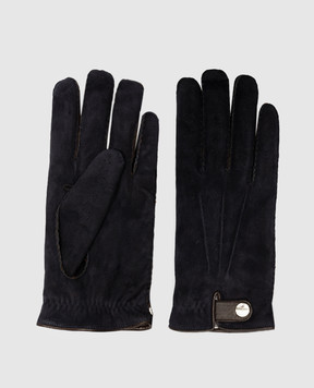 Brunello Cucinelli Синие замшевые перчатки MPMLV93608