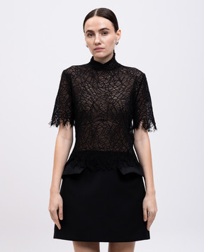 Alexander McQueen Чорний ажурний топ з шовком 829306Q1BC9
