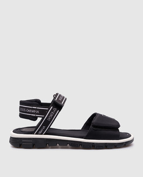 Dolce&Gabbana Детские черные сандалии с вышивкой логотипа DG DA5061AY233