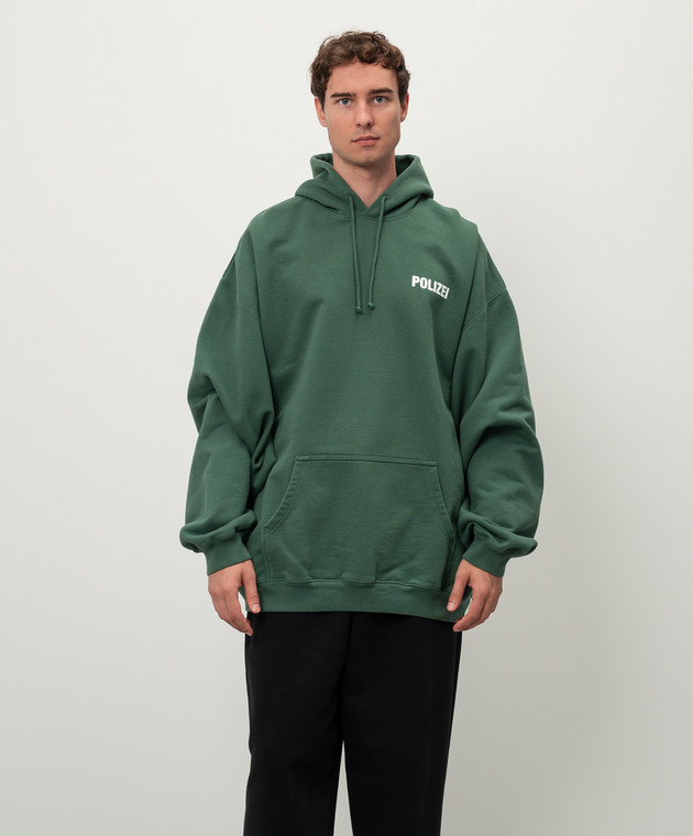 Vetements Зеленые худи с принтом Polizei UA65HD420G изображение 3