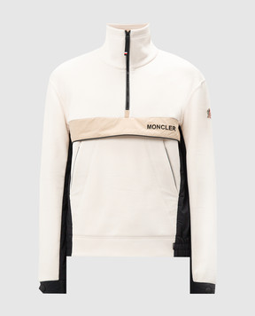 Moncler Grenoble Бежевый комбинированный свитер с логотипом J20978G0001389AK8