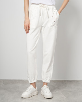 Twinset Белые джогеры с вышивкой 241LL2JHH