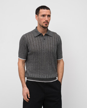 Brunello Cucinelli Серое поло с леном M2L707605