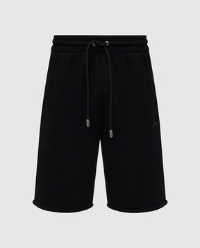 Off-White Чорні шорти з вишивкою логотипа OMCI013C99FLE008