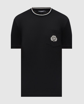 Dolce&Gabbana Черная футболка с вышивкой логотипа G8RA2ZFU7EQ