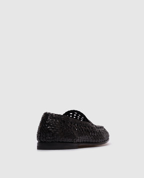Dolce&Gabbana Черные кожаные лоферы с плетением A50481A6M71