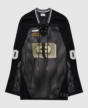 Off-White Черный лонгслив со вставками из сетки OMAD004S25JER003
