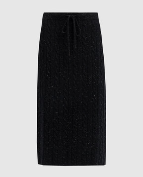 Peserico Черная юбка с шерстью, шелком и кашемиром с фактурным узором и люрексом. S95016F0709095