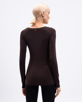 Twinset Коричневый лонгслив с логотипом 252LI2WBB