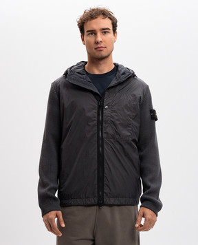 Stone Island Серая комбинированная куртка со съемным патчем логотипа 811545637
