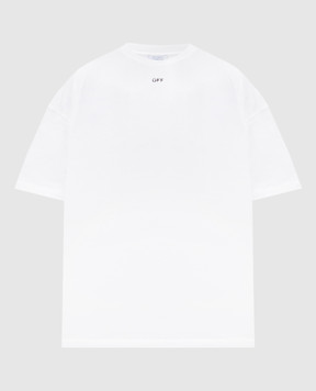 Off-White Біла футболка прямого крою з принтом логотипа OMAA161C99JER001