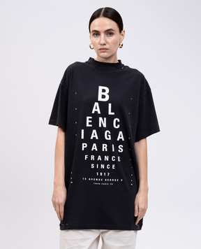 Balenciaga Черная футболка Optical с принтом логотипа 811688TRVU6