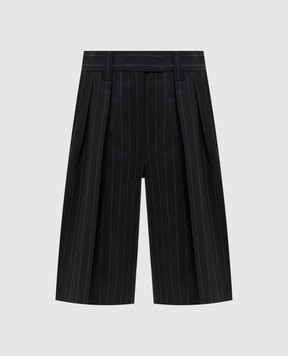 Brunello Cucinelli Черные шорты-бермуды с шерстью в полоску MP586P8715
