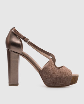 Brunello Cucinelli Коричневые кожаные босоножки MZDBRC950385