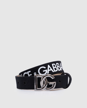 Dolce&Gabbana Дитячий чорний ремінь з принтом логотипа EC0083AT661