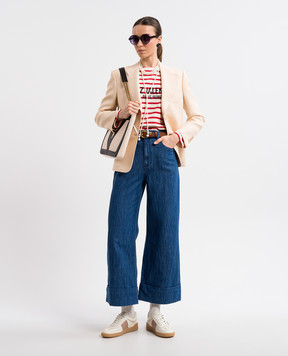 Valentino Белый лонгслив в полоску 6B3MG24C962