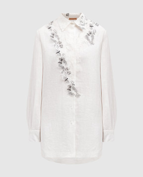 Ermanno Scervino Белая блуза из льна с аппликацией D444K601HJC