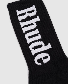 Rhude Черные носки с контрастным узором логотипа RHPF25SO01750