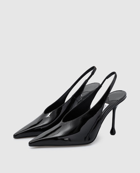 Jimmy Choo Черные кожаные лакированные слингбеки Isa ISA95PAT