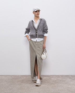 Brunello Cucinelli Зелена джинсова спідниця Chino з льономо ML996G3822