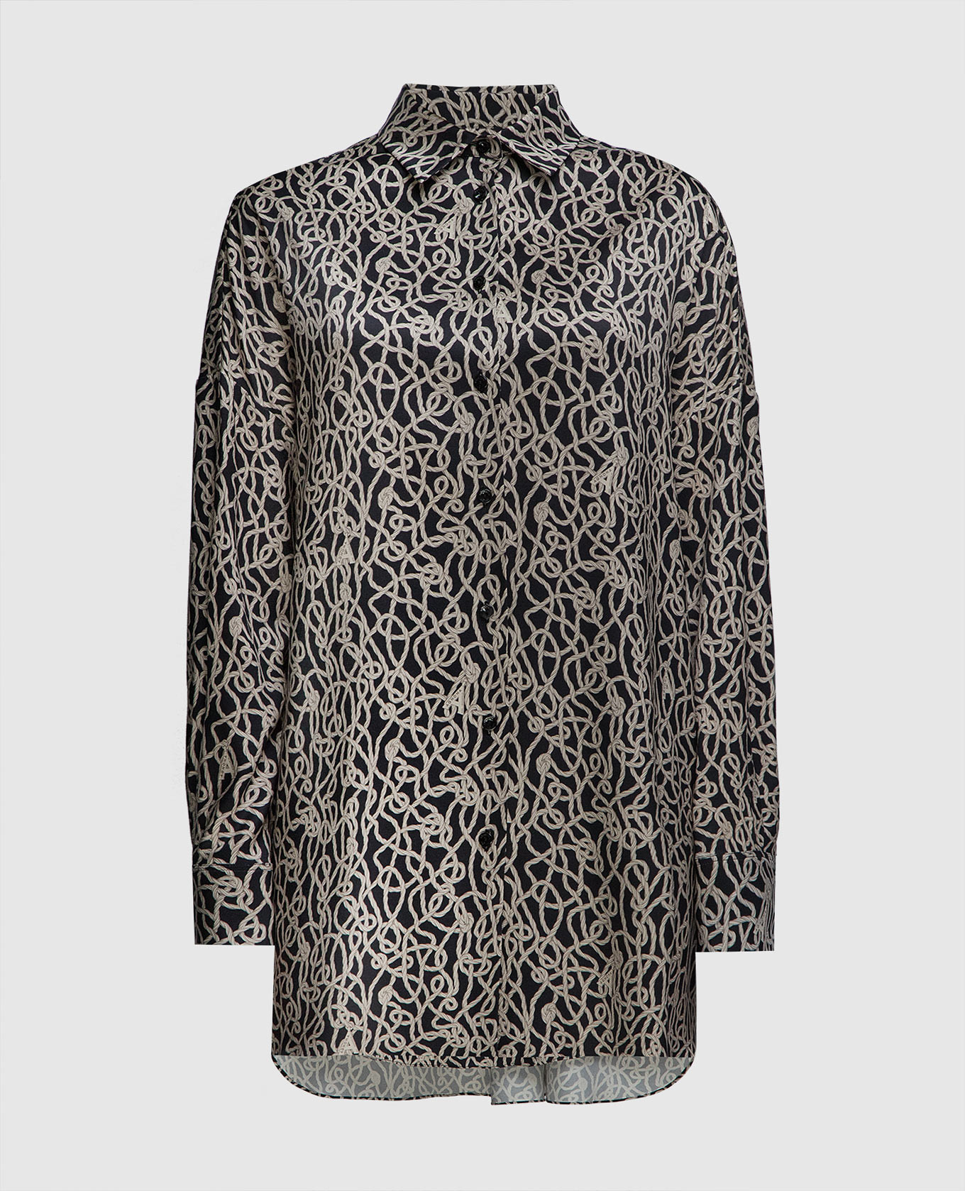 Black silk blouse with Hundred Knots pattern