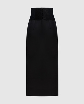 Dolce&Gabbana Чорна спідниця міді з корсетним поясом F4CI1TFURAD
