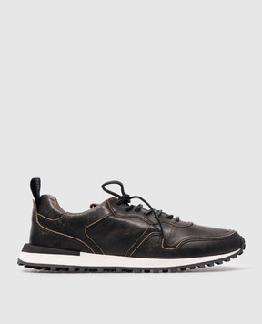 BUTTERO Черные кожаные кроссовки Futura с винтажным эффектом B10062RUBE