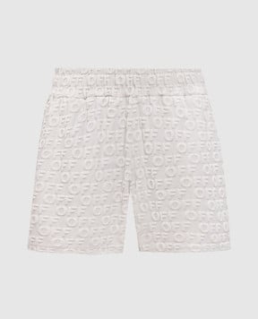 Off-White Бежеві шорти у візерунок логотипа OWCB05FS25JER001