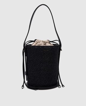 Max Mara Черная плетеная сумка BUCKET с логотипом BUCKET