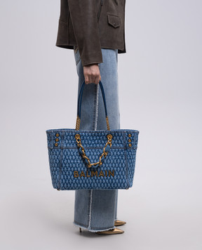 Balmain Синя сумка-тоут 1945 з логотипом EN1FF827TTSD