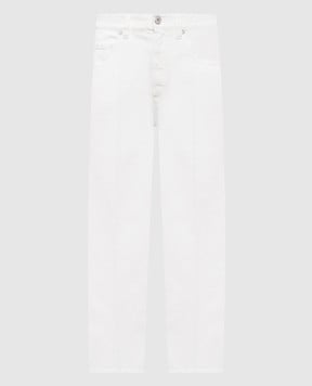 Brunello Cucinelli Білі джинси зі шкіряним патчем логотипа MPH81P4008