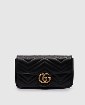 Gucci Чорний шкіряний клатч з металевим логотипом 751526AACCE