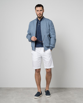 Cashmere&Whiskey Синее поло с леном и кашемиром MU9332318455R