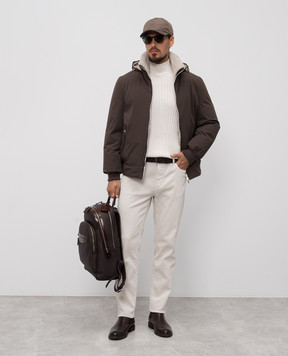 Brunello Cucinelli Коричневая пуховая куртка с овчиной MV4061606