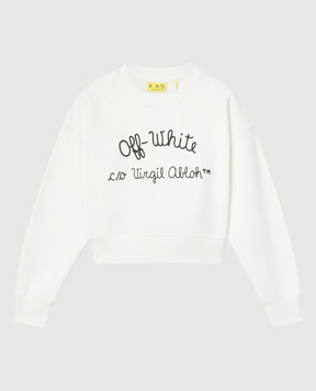 Off-White Детский белый свитшот с вышивкой логотипа OGBA013S25FLE001