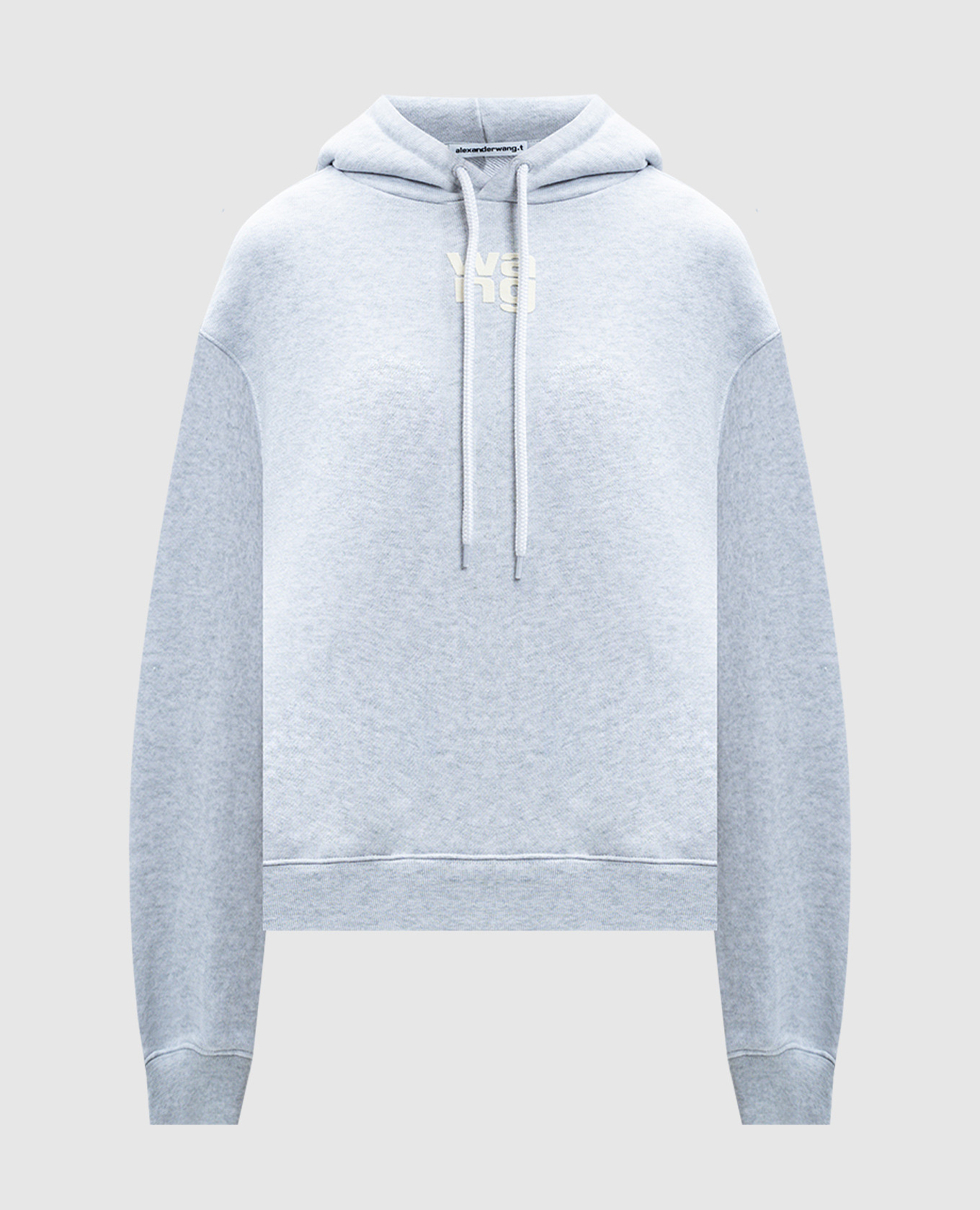 

Серое меланжевое худи с фактурным принтом логотипа, Серый, Худи