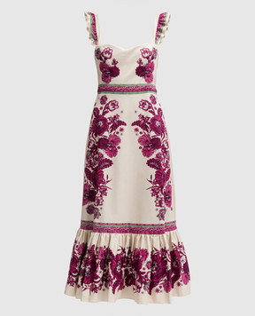 La DoubleJ Бежева сукня Zodiac Placée Purple в квітковий принт DRE0672COT037ZOD01