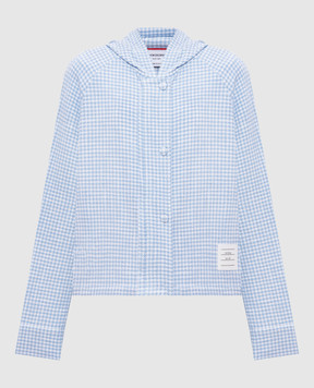 Thom Browne Блакитна твідова куртка в клітинку FJT392AJ0222