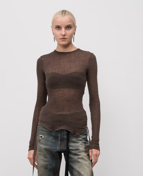 Ann Demeulemeester Коричневий топ Oke з вовною B0012327FA619