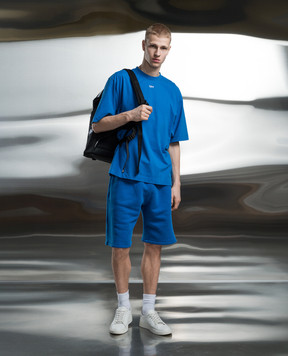 Off-White Сині шорти з вишивкою Off OMCI013S24FLE003