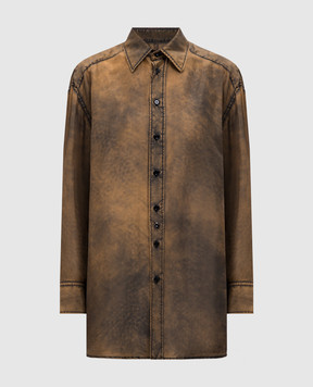 Maison Margiela MM6 Коричнева блуза із шовку S52DT0046M35244